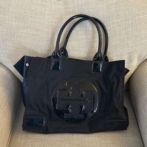 Tory Burch nylon tote with patton leather emblem